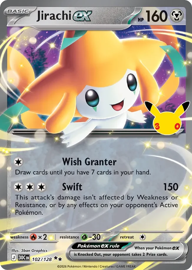 Jirachi ex 102 30th Celebration (ME55) Pokemon Card