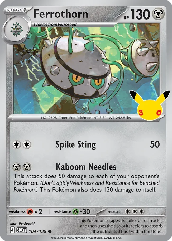 Ferrothorn 104 30th Celebration (ME55) Pokemon Card