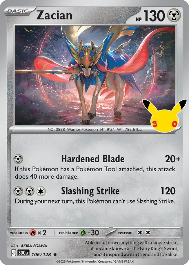 Zacian 106 30th Celebration (ME55) Pokemon Card