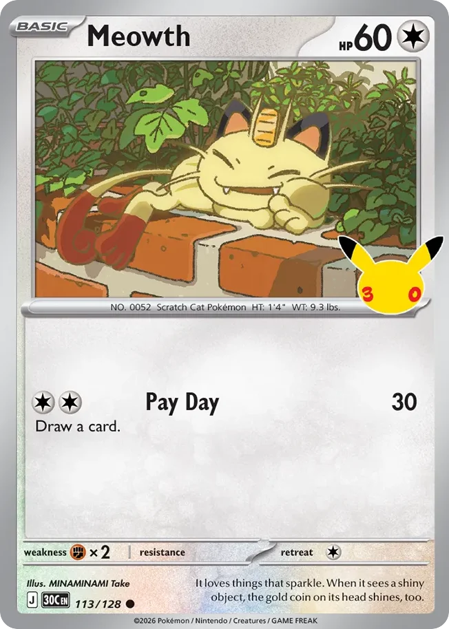 Meowth 113 30th Celebration (ME55) Pokemon Card