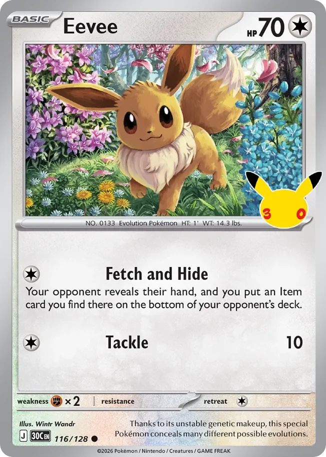 Eevee 116 30th Celebration (ME55) Pokemon Card