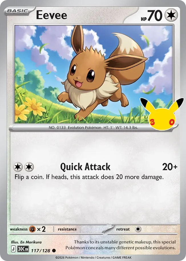 Eevee 117 30th Celebration (ME55) Pokemon Card
