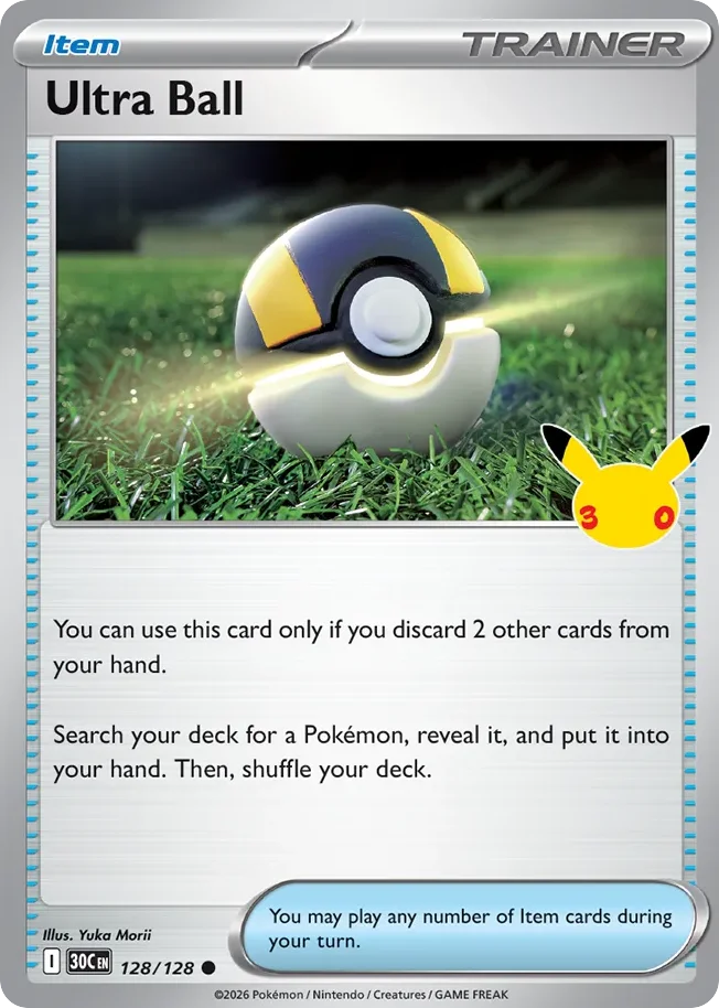 Ultra Ball 128 30th Celebration (ME55) Pokemon Card