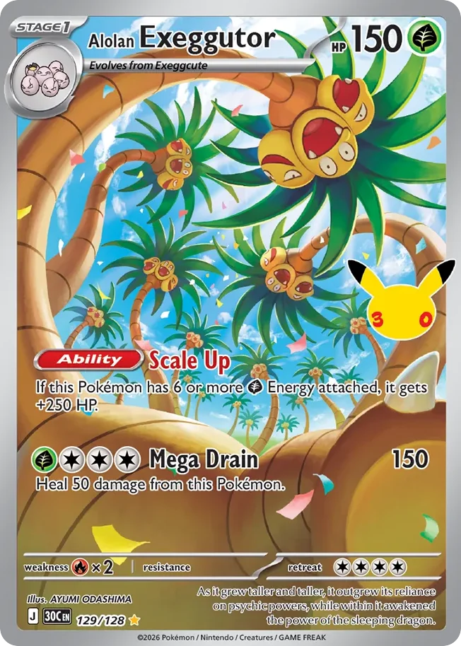Alolan Exeggutor 129 30th Celebration (ME55) Pokemon Card