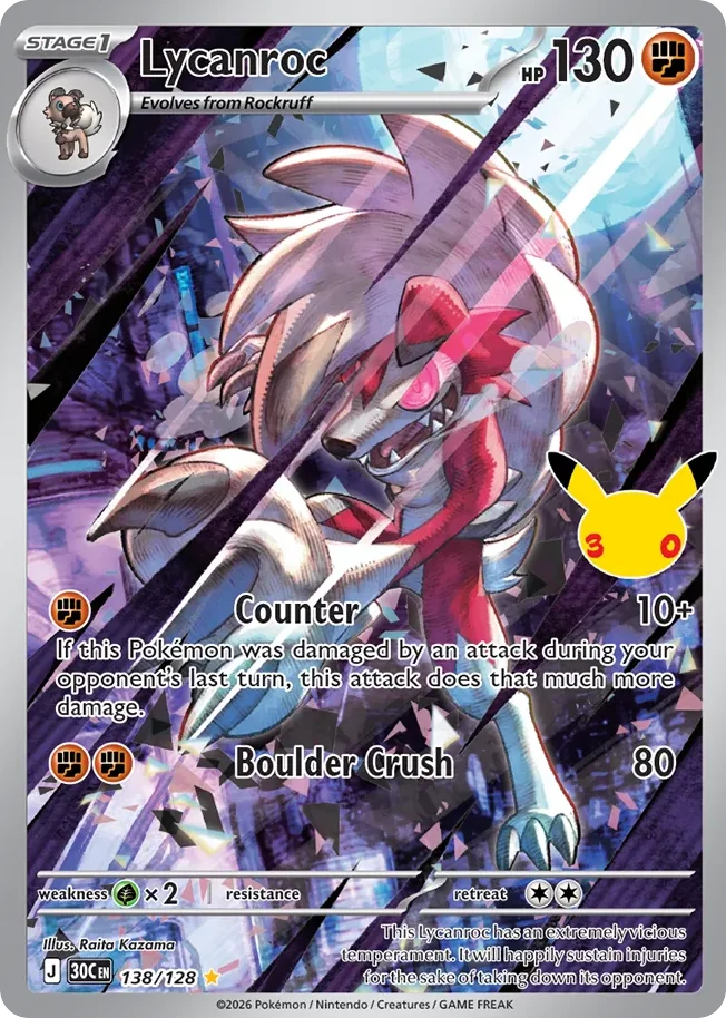 Lycanroc 138 30th Celebration (ME55) Pokemon Card