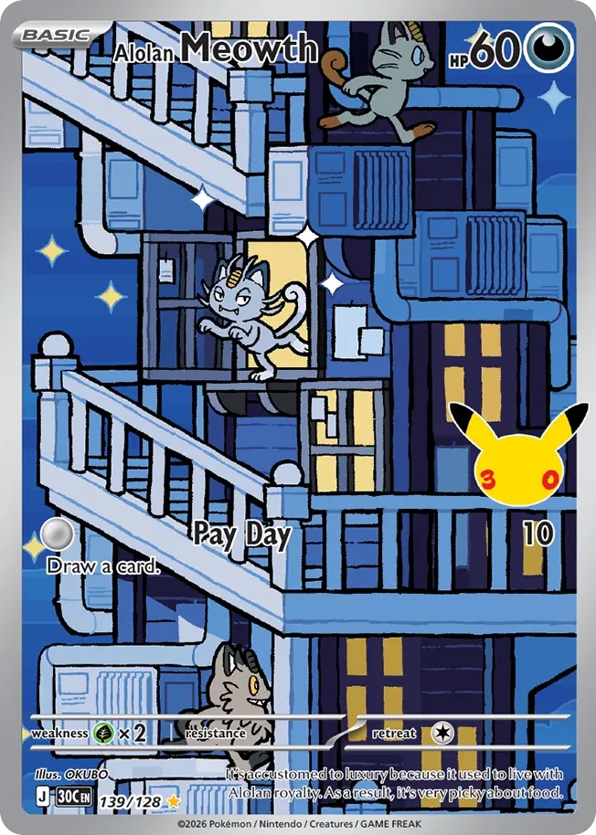 Alolan Meowth 139 30th Celebration (ME55) Pokemon Card