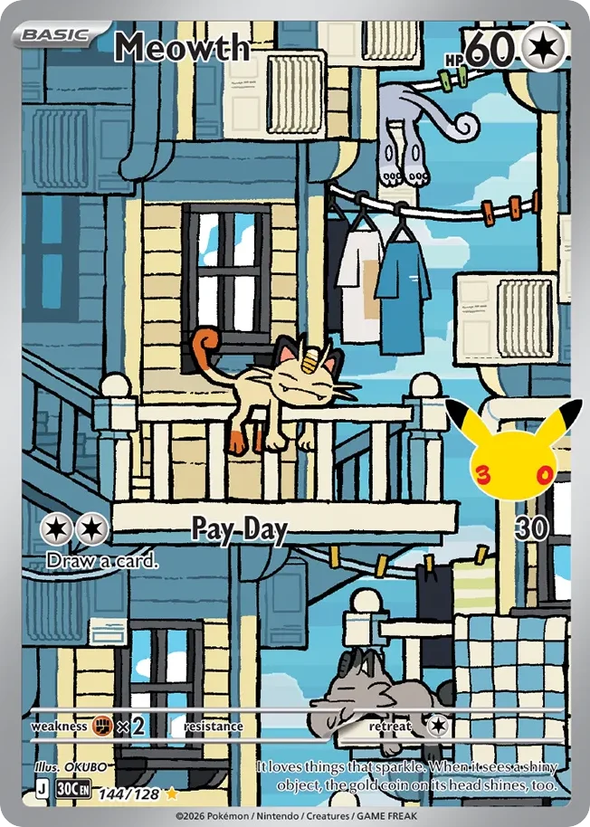 Meowth 144 30th Celebration (ME55) Pokemon Card