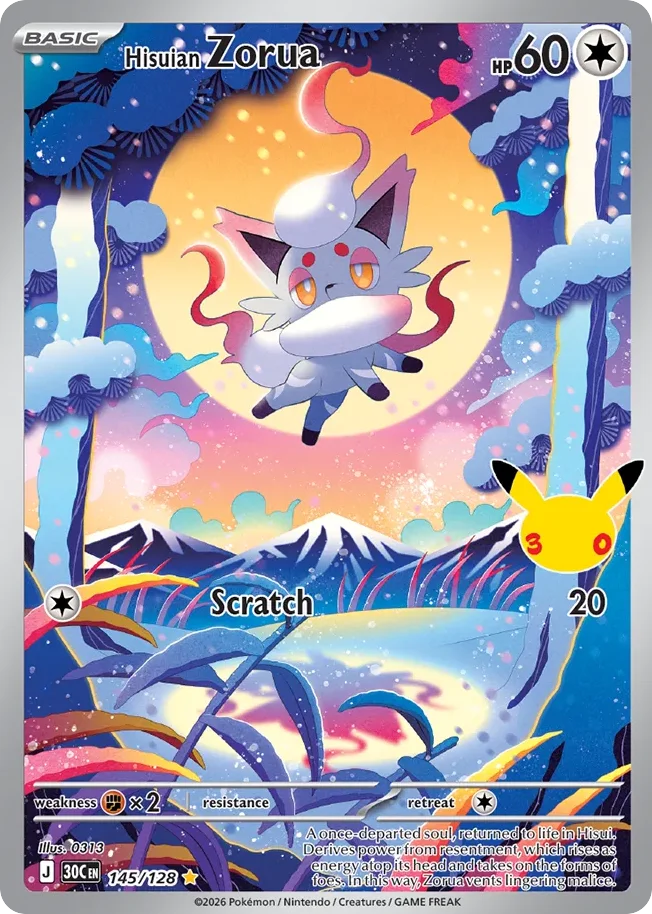 Hisuian Zorua 145 30th Celebration (ME55) Pokemon Card