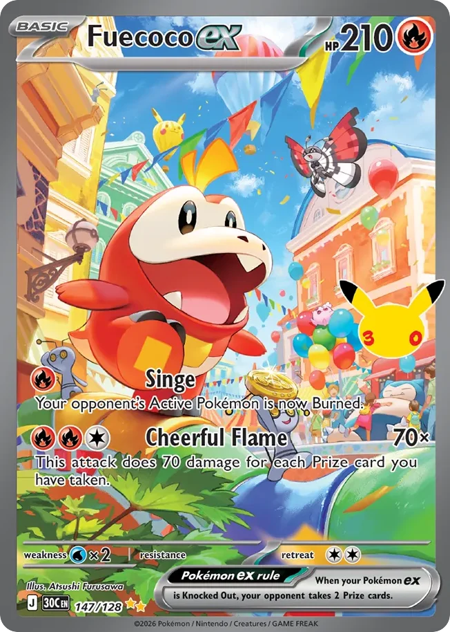 Fuecoco ex 147 30th Celebration (ME55) Pokemon Card