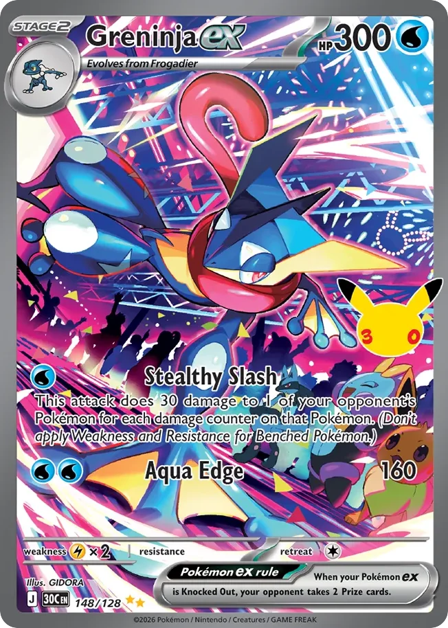 Greninja ex 148 30th Celebration (ME55) Pokemon Card