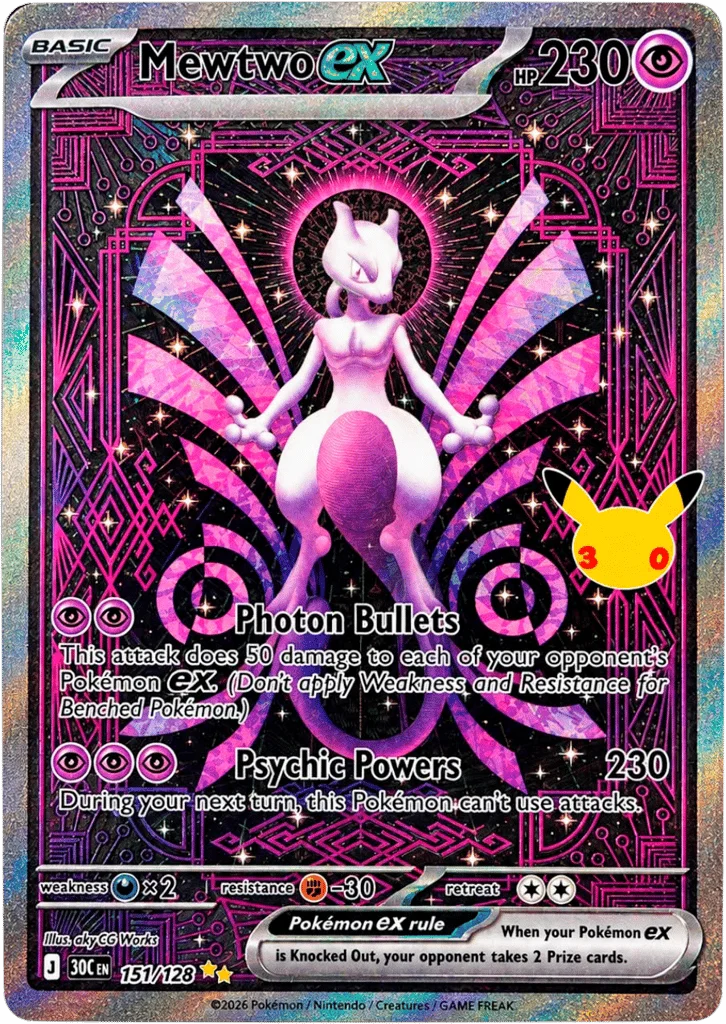 Mewtwo ex 151 30th Celebration (ME55) Pokemon Card