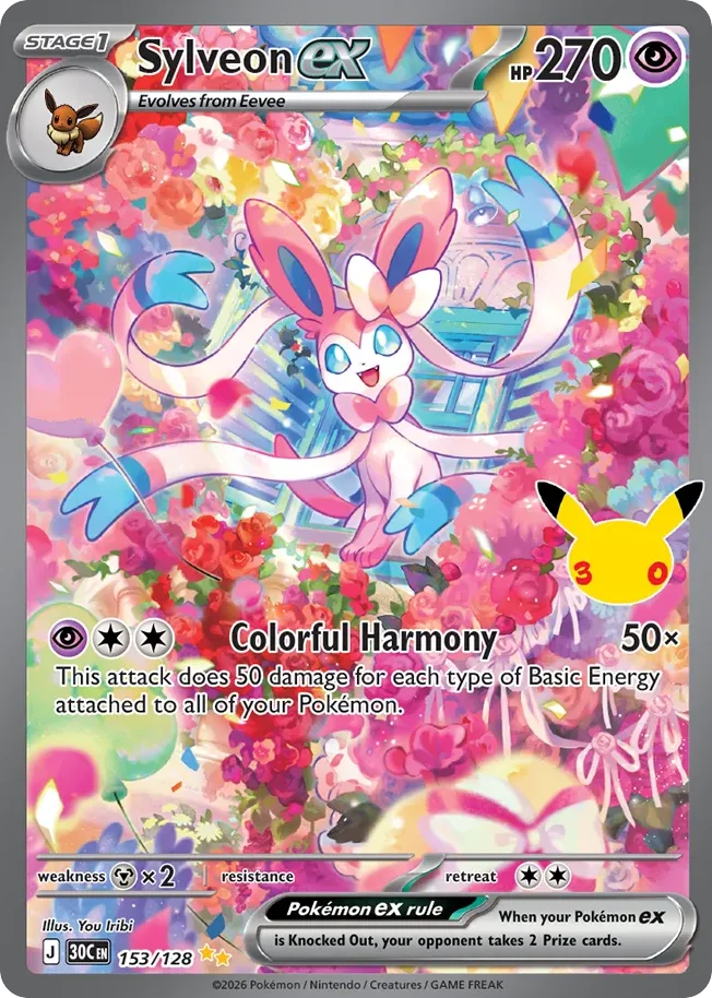 Sylveon ex 153 30th Celebration (ME55) Pokemon Card