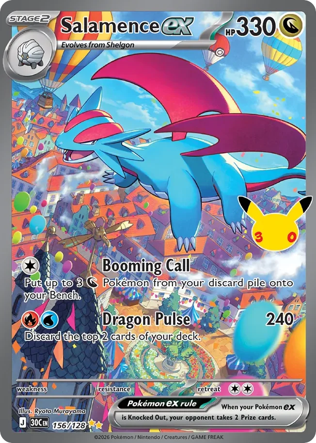 Salamence ex 156 30th Celebration (ME55) Pokemon Card
