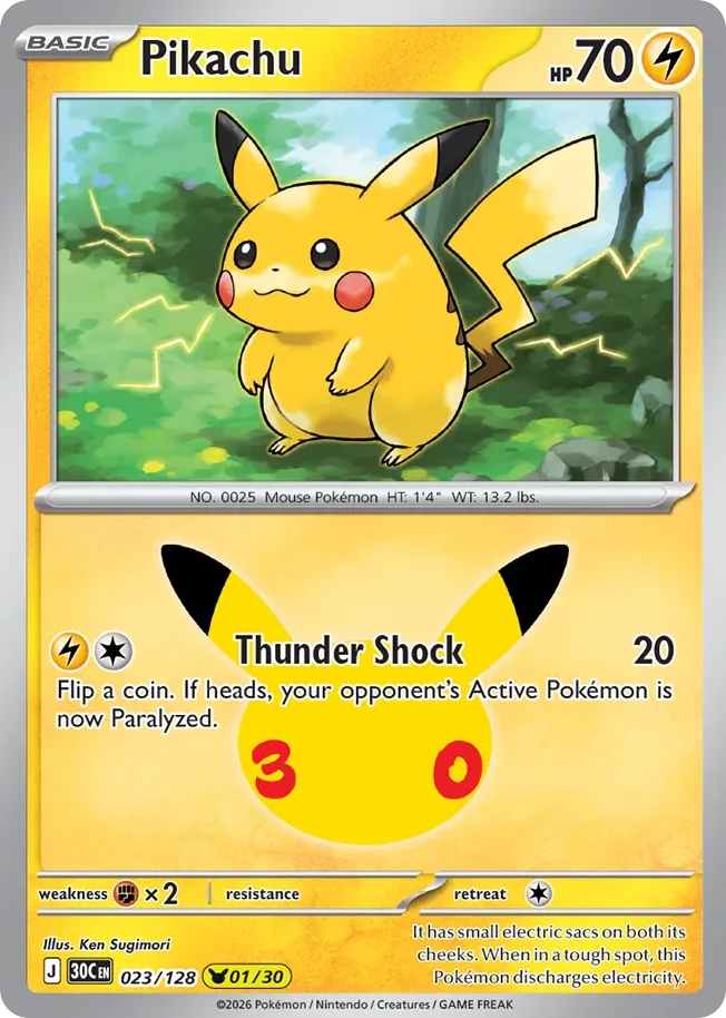 Pikachu 023 30th Celebration (ME55) Pokemon Card
