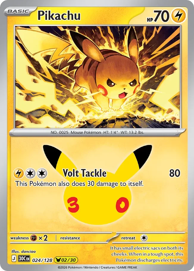 Pikachu 024 30th Celebration (ME55) Pokemon Card