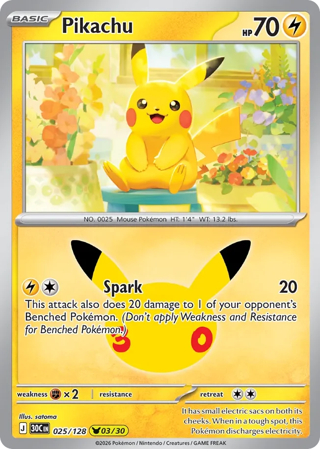 Pikachu 025 30th Celebration (ME55) Pokemon Card