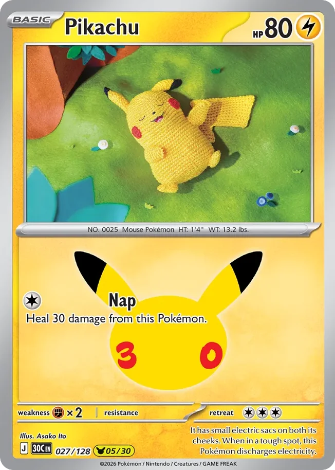 Pikachu 027 30th Celebration (ME55) Pokemon Card