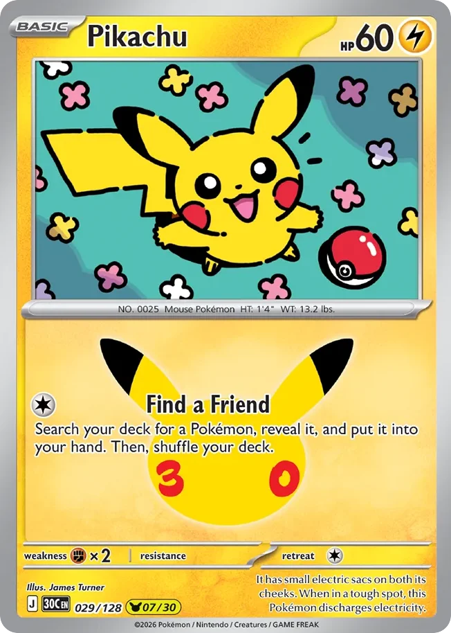 Pikachu 029 30th Celebration (ME55) Pokemon Card
