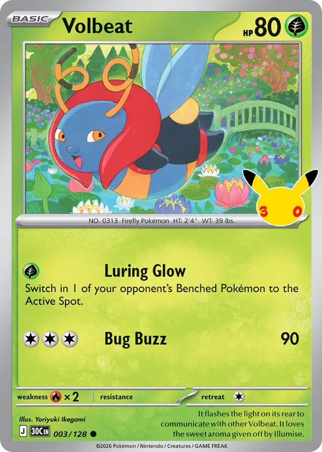 Volbeat 003 30th Celebration (ME55) Pokemon Card