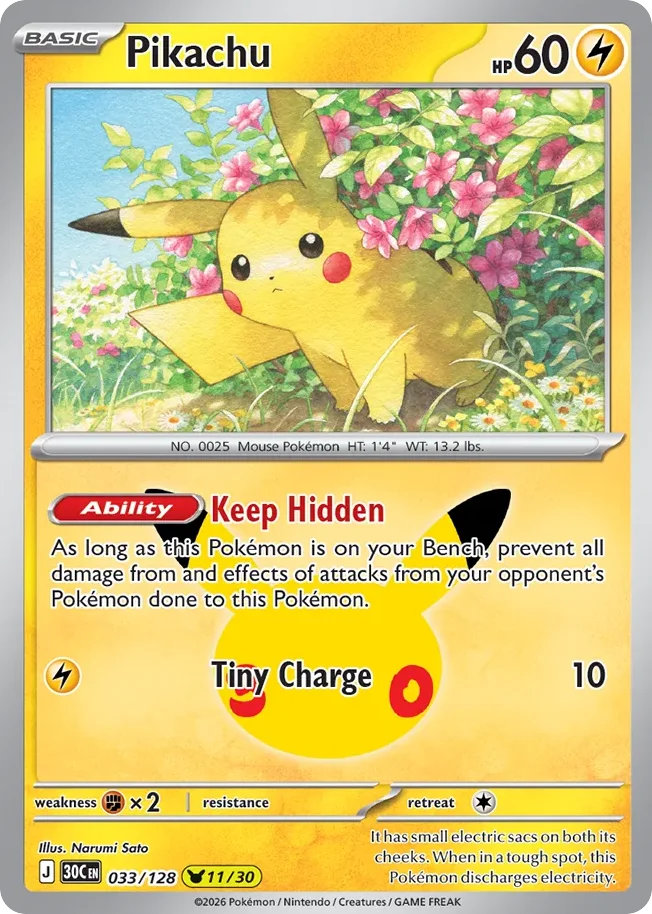 Pikachu 033 30th Celebration (ME55) Pokemon Card