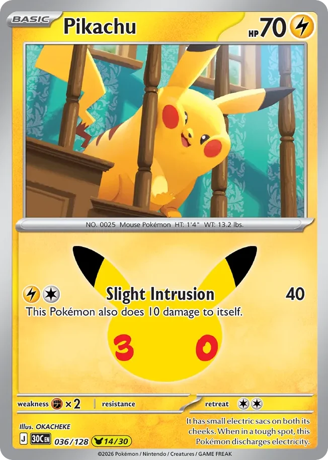 Pikachu 036 30th Celebration (ME55) Pokemon Card