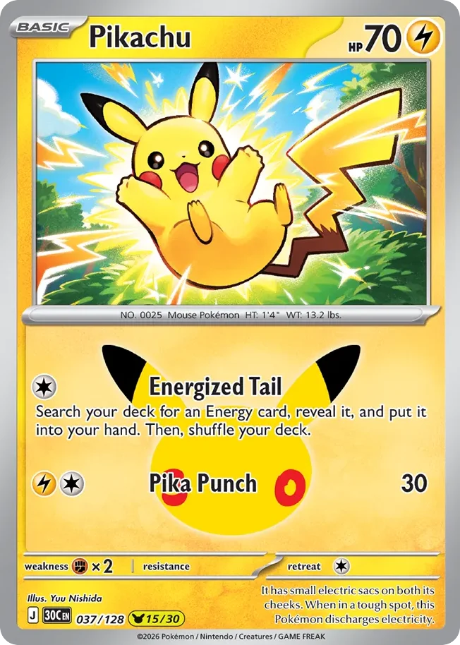 Pikachu 037 30th Celebration (ME55) Pokemon Card