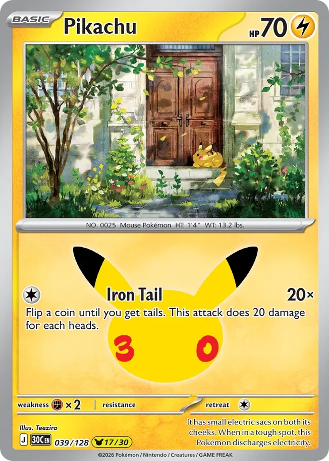 Pikachu 039 30th Celebration (ME55) Pokemon Card