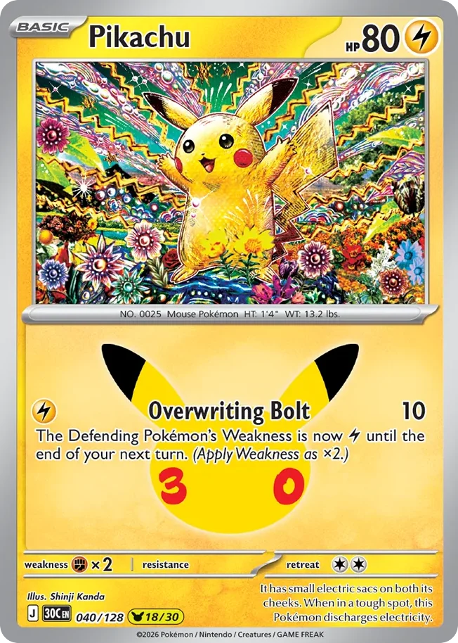 Pikachu 040 30th Celebration (ME55) Pokemon Card