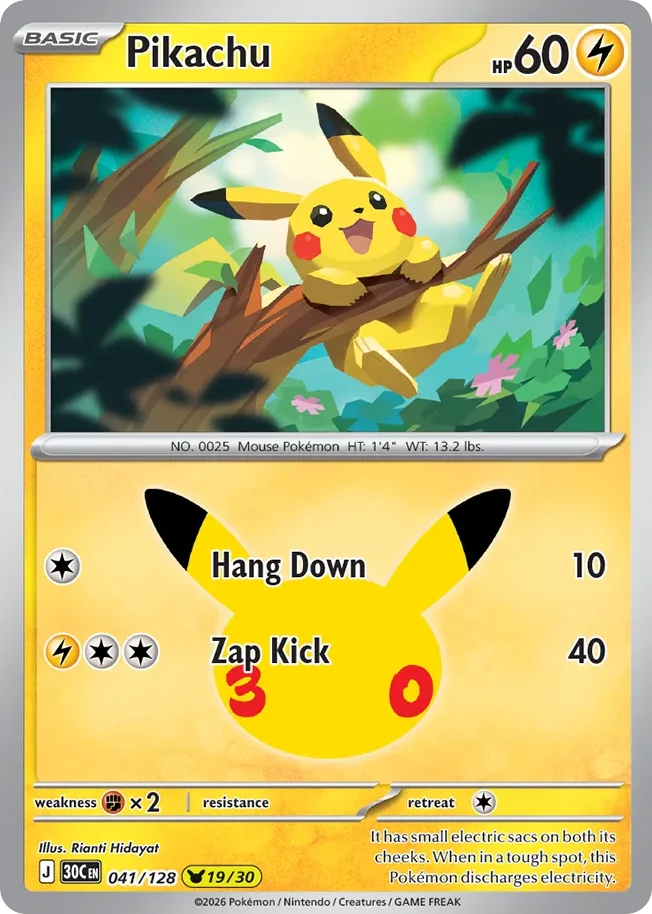 Pikachu 041 30th Celebration (ME55) Pokemon Card