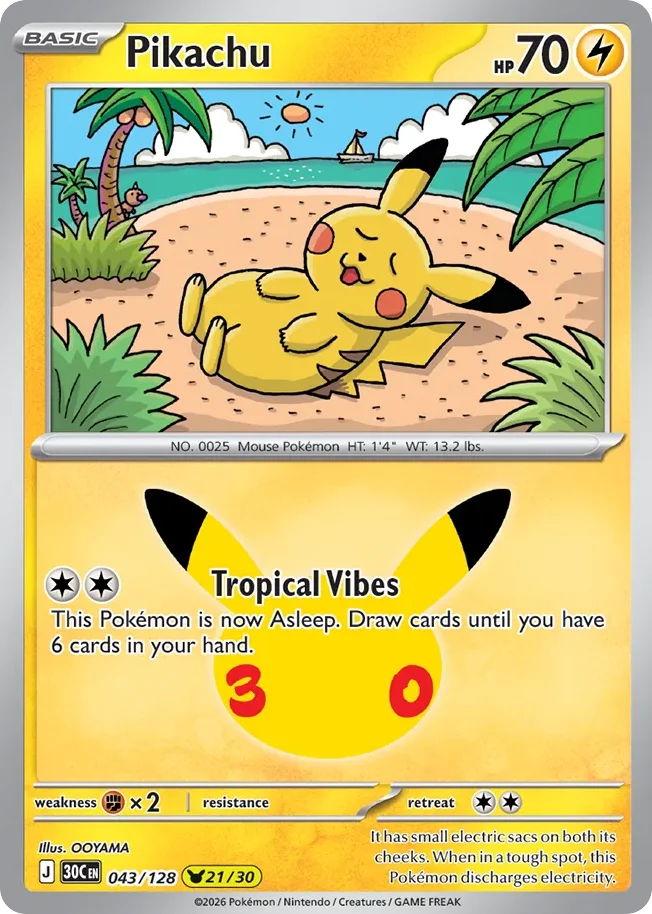 Pikachu 043 30th Celebration (ME55) Pokemon Card