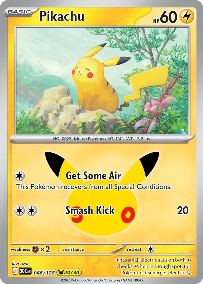 Pikachu 046 30th Celebration (ME55) Pokemon Card