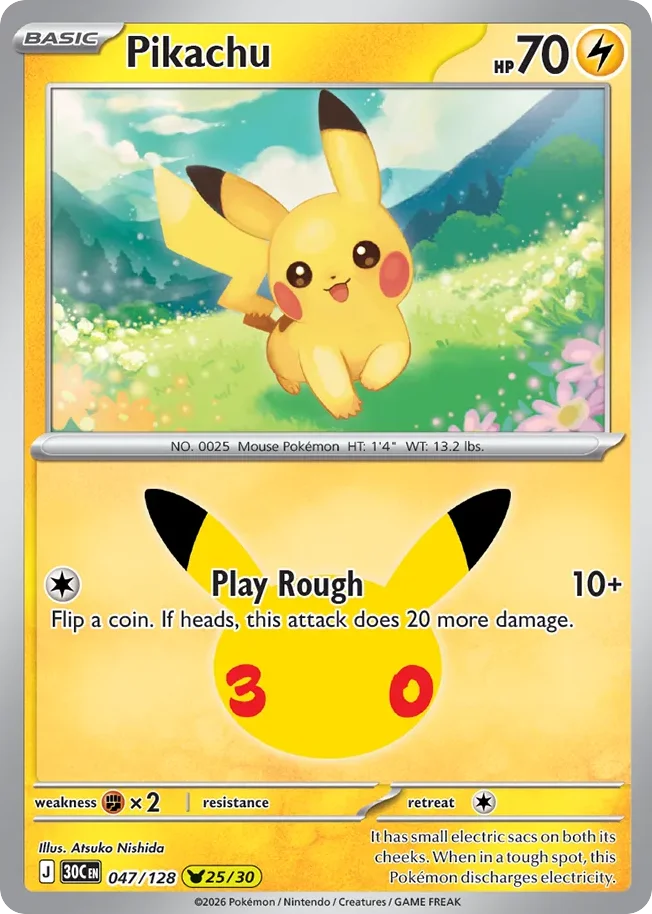 Pikachu 047 30th Celebration (ME55) Pokemon Card