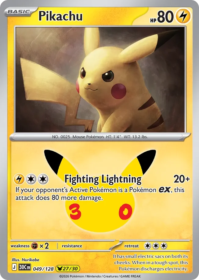 Pikachu 049 30th Celebration (ME55) Pokemon Card