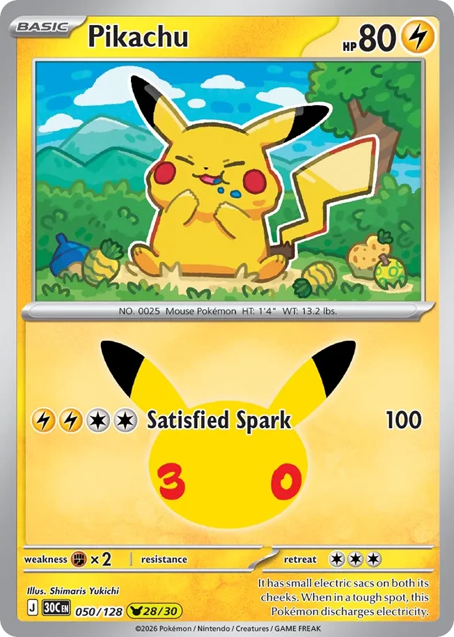 Pikachu 050 30th Celebration (ME55) Pokemon Card