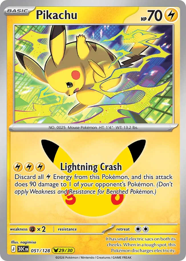 Pikachu 051 30th Celebration (ME55) Pokemon Card