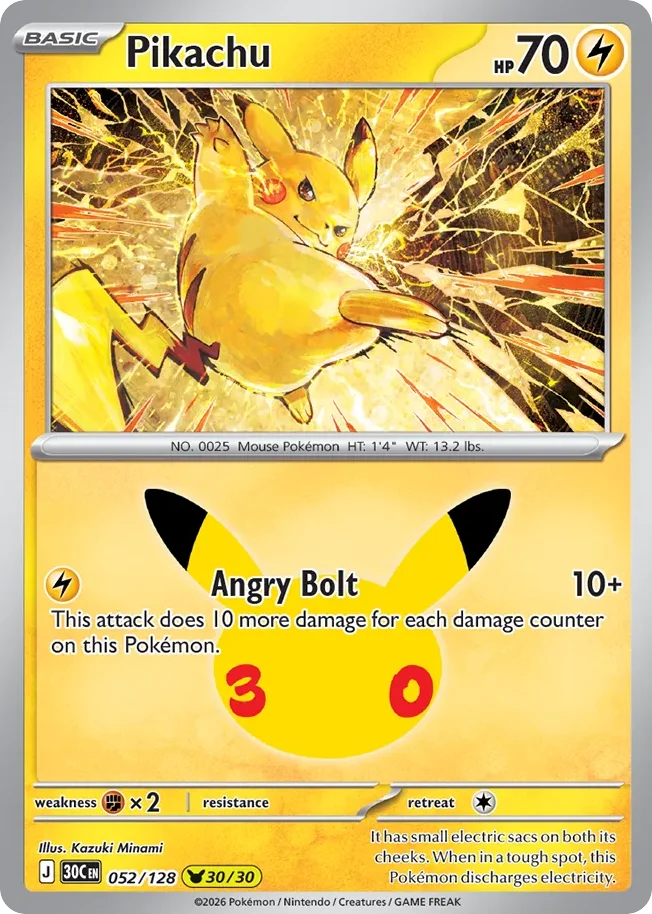 Pikachu 052 30th Celebration (ME55) Pokemon Card