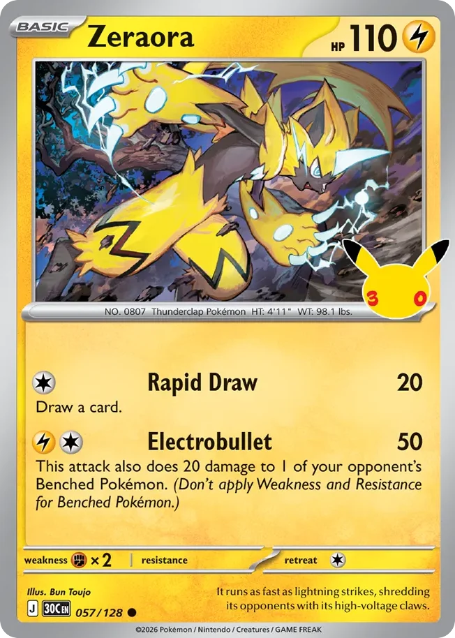 Zeraora 057 30th Celebration (ME55) Pokemon Card