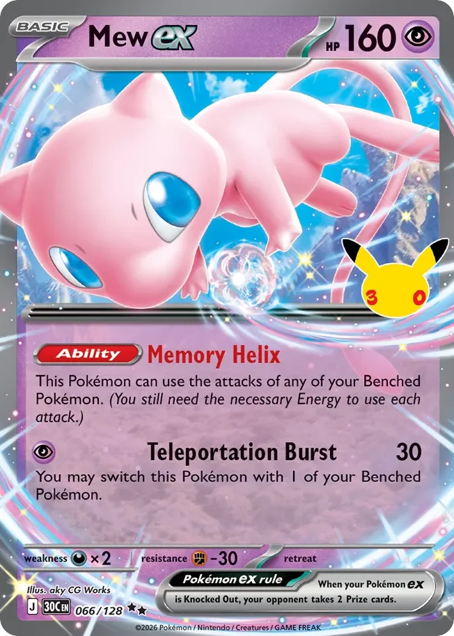 Mew ex 066 30th Celebration (ME55) Pokemon Card