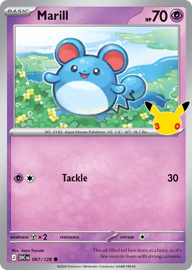 Marill 067 30th Celebration (ME55) Pokemon Card