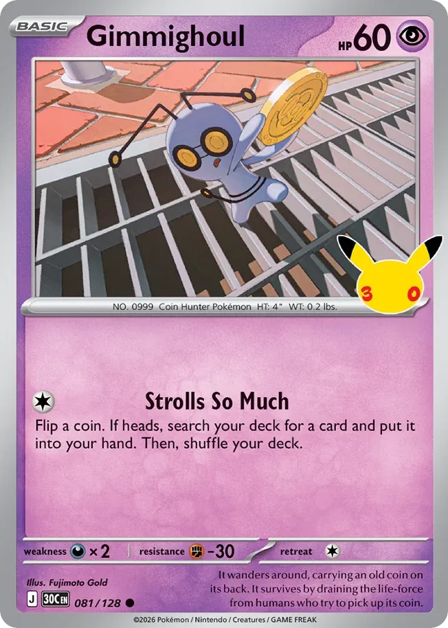 Gimmighoul 081 30th Celebration (ME55) Pokemon Card