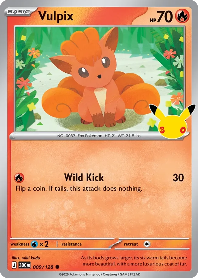Vulpix 009 30th Celebration (ME55) Pokemon Card