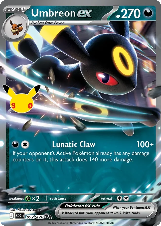 Umbreon ex 092 30th Celebration (ME55) Pokemon Card