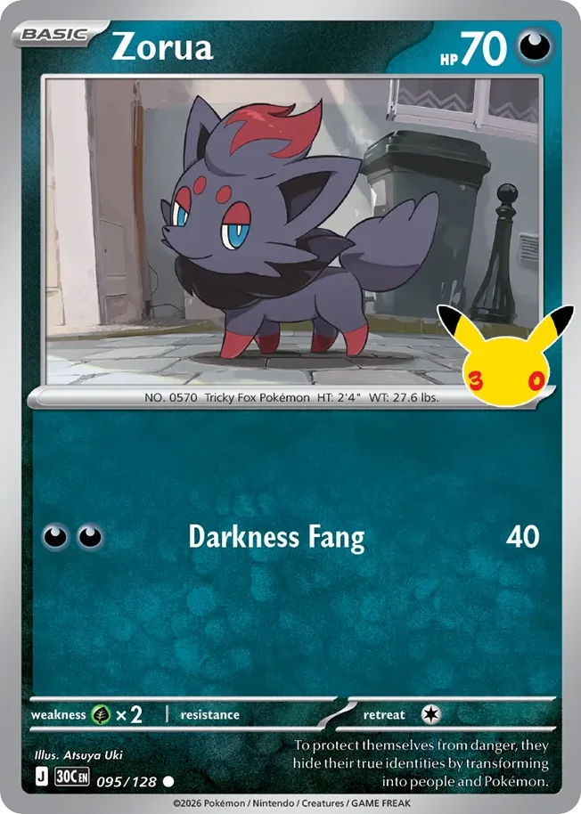 Zorua 095 30th Celebration (ME55) Pokemon Card