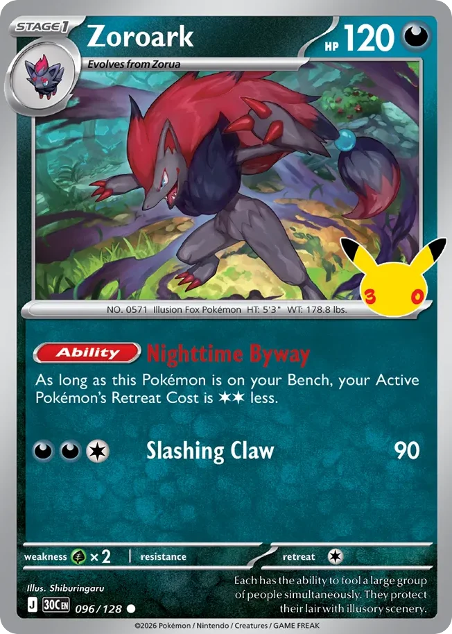 Zoroark 096 30th Celebration (ME55) Pokemon Card