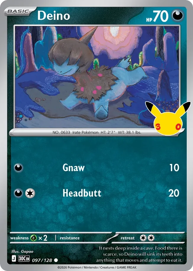 Deino 097 30th Celebration (ME55) Pokemon Card