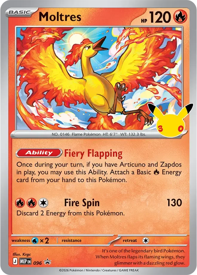 Moltres MEP096 30th Celebration Promos (MEP) Pokemon Card
