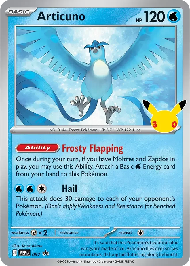 Articuno MEP097 30th Celebration Promos (MEP) Pokemon Card
