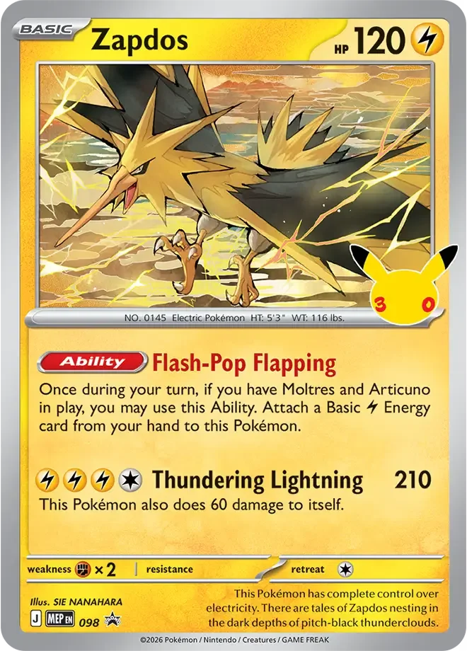 Zapdos MEP098 30th Celebration Promos (MEP) Pokemon Card