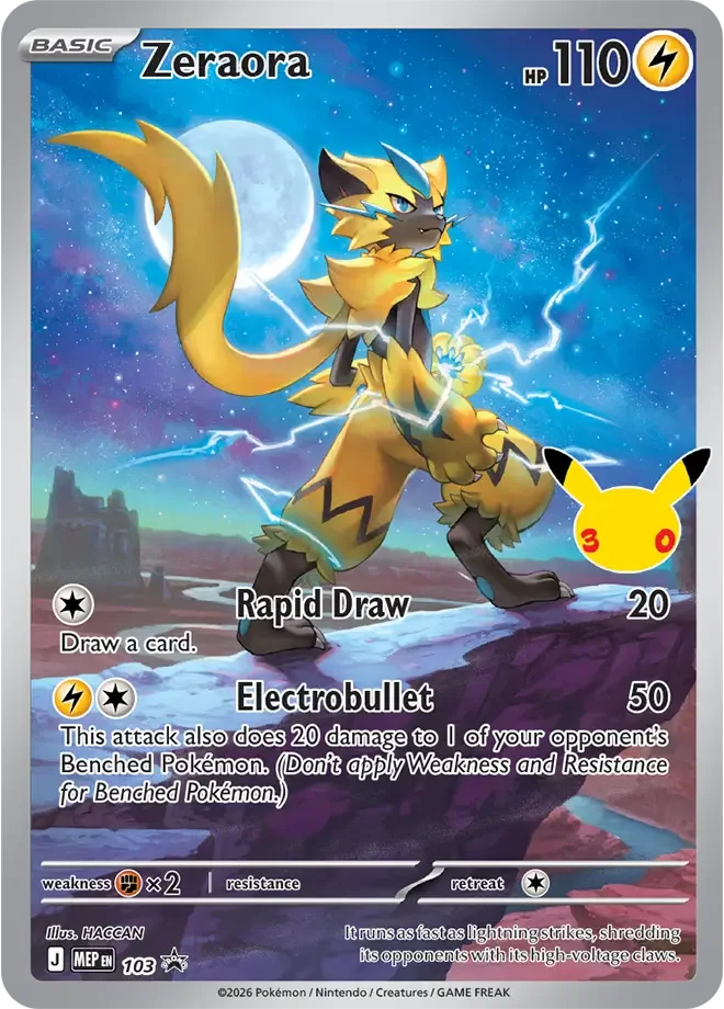 Zeraora MEP103 30th Celebration Promos (MEP) Pokemon Card