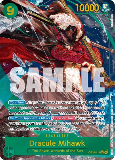 Dracule Mihawk (altArt) 119 The Azure Sea's Seven One Piece Card